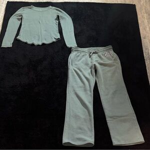 GAP Long Sleeve Waffle T &  SweatPants Set